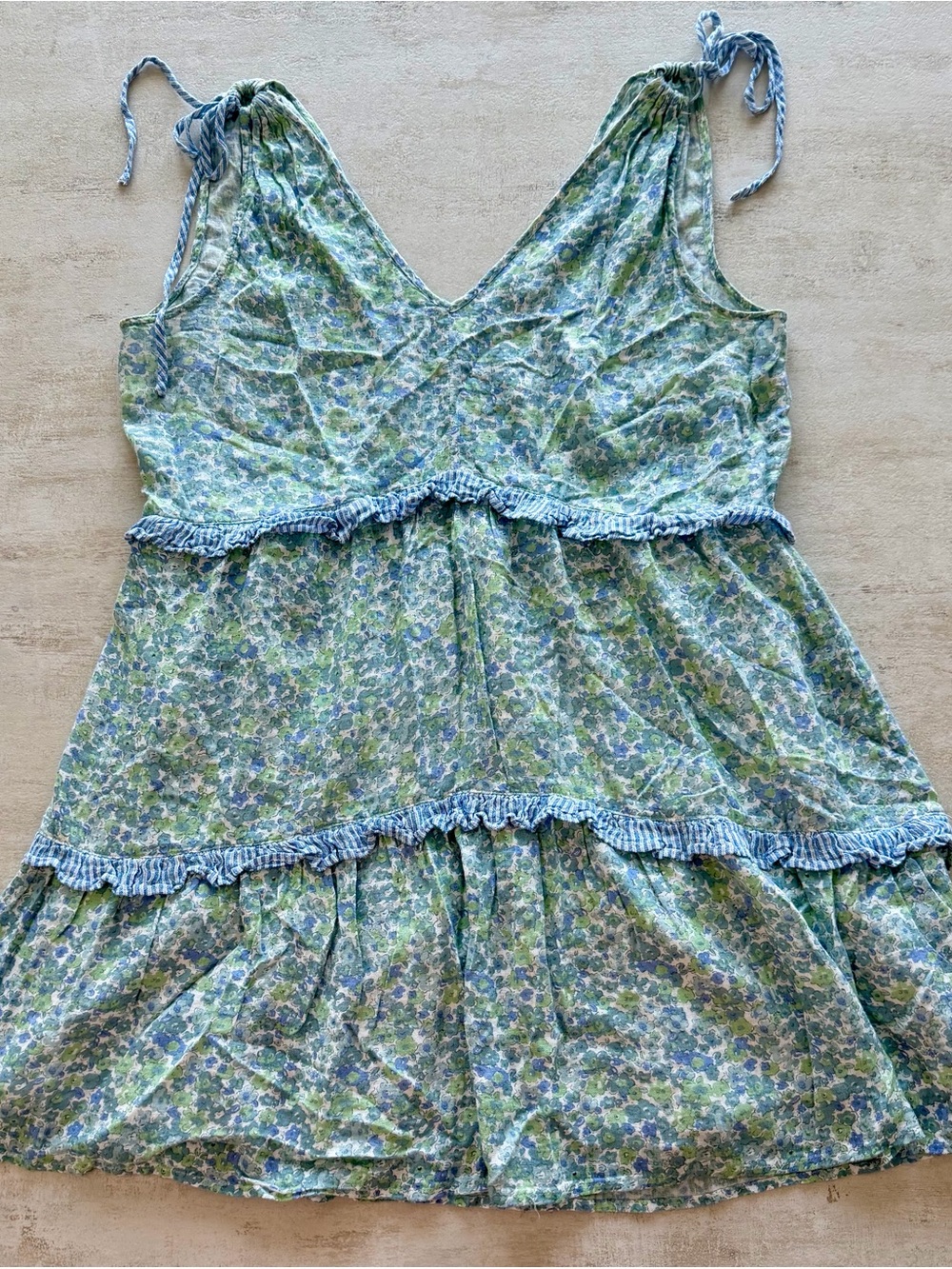 Rails Blue and Green Floral Tie-Shoulder Midi Dress